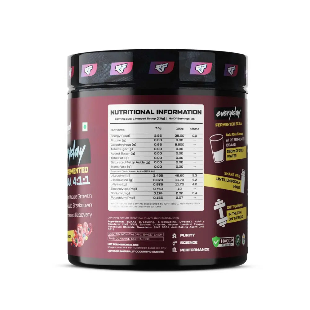 Repfuel Sports Everyday Fermented BCAA 4:1:1, 200gm, Fruit Punch